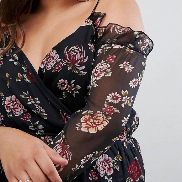 Cold Shoulder Floral Ruffle Dress | ASOS - Picture 4 of 4
